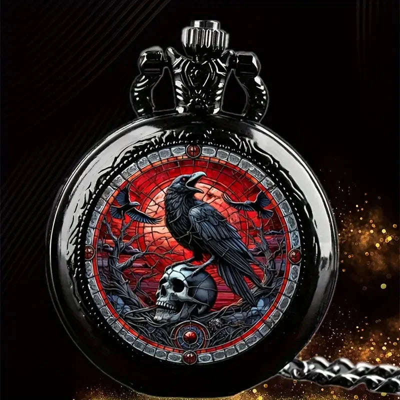 Colorful Pattern Medium Pocket Watch Retro Flip Decoration Necklace Watch Personalized Trend Male Female Student Quartz 2050