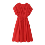 KONDALA 2026 Spring Summer Vintage Women Dress Fashion Single Breasted Sashes Draped V Neck Sleeveless Chic Brown Ladies Dresses