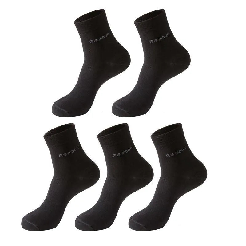5Pairs/Men Bamboo Socks Comfortable Breathable Casual Business Men's Crew Socks High Quality Antibacterial Mid-calf SocksEU39-45