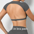 Hearuisavy Summer Customizable Sports Shirts Workout Sportswear Backless Yoga Clothing Chest Pads Sport Crop Tops Gym Top Women
