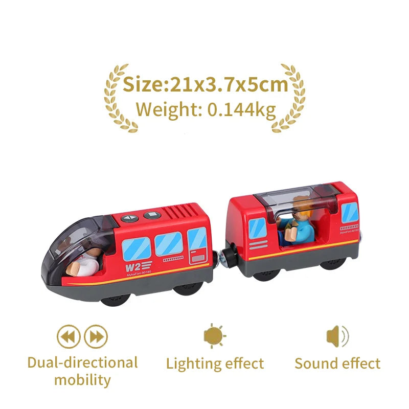 Wooden Railway Train Locomotive Magnetic Electric Car Train Toys Fit Biro Wooden Diecast Slot Train Track Railway Christmas Gift