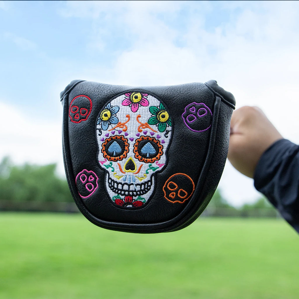 Golf Club Headcovers #1 #3 #5 Wood Head covers Skulls Design Driver Fairway Hybrid Woods Headcover Black PU Premium Leather Head