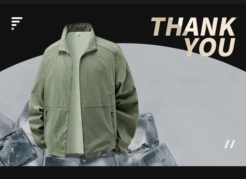 Men's Sun Protection Jacket Ultrathin Windbreaker Summer Outdoor UV Jacket Loose Stand Collar Oversized Sunscreen Coat Fishing