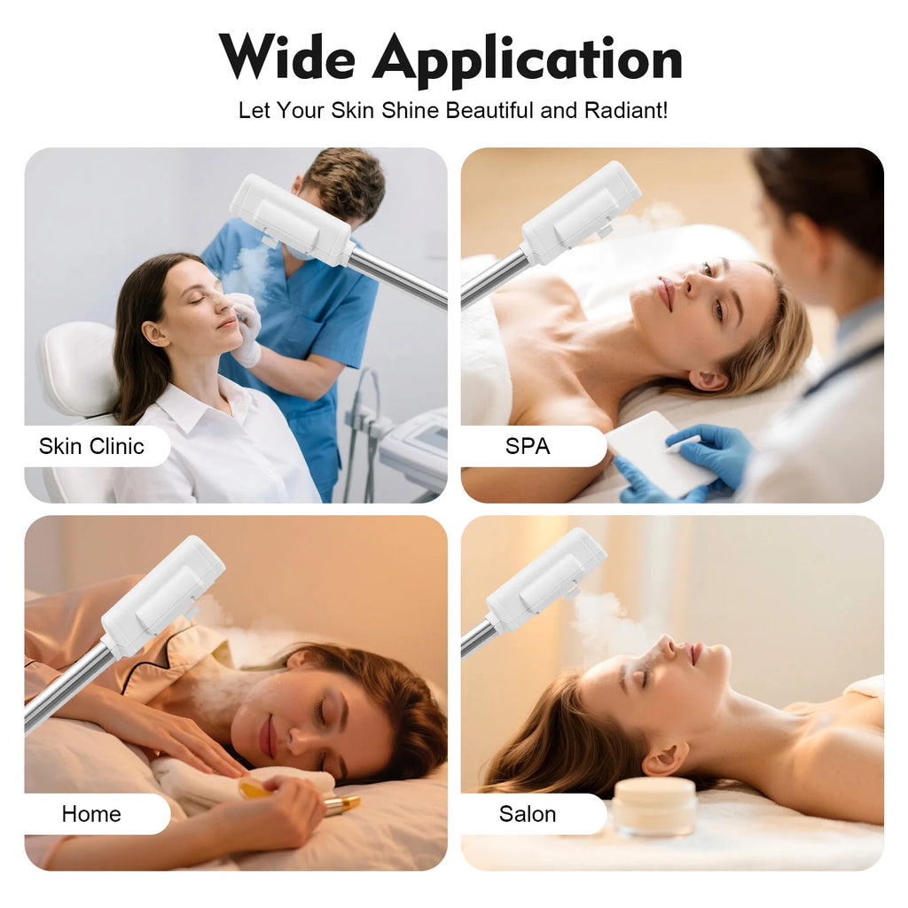 Professional Face Steamer Nano-Ion Ozone Hot Mist Hot Mist with LCD Screen Adjustable Height for Salon Home Spa Aging Reduction
