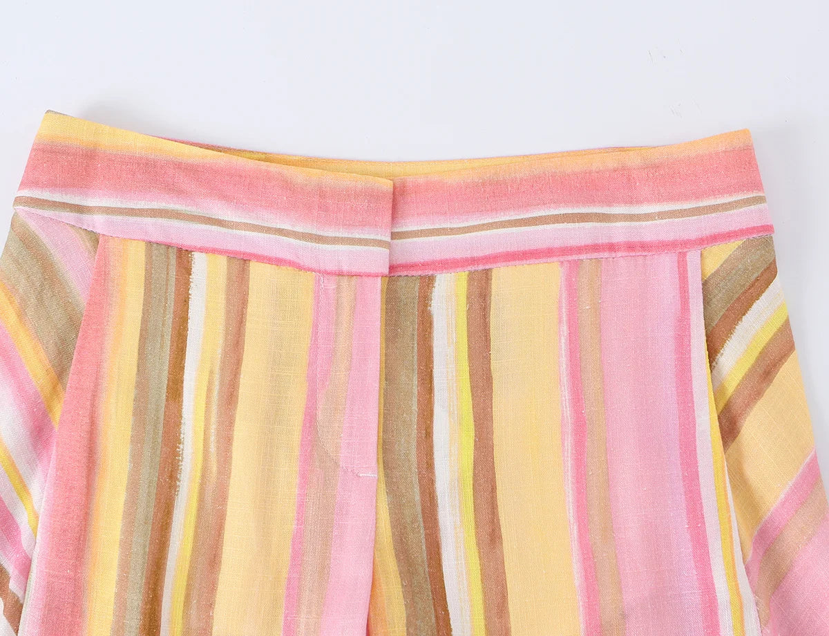 TFMLN New Women Pant Sweet Striped Straight Colorful Multicolor Wide Leg Long Pants Casual Fashion Streetwear Ladies Outfit