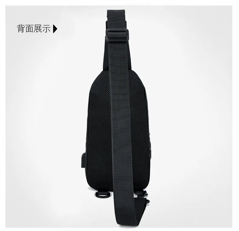 Men Bag Fashion New Solid Color Men Chest Bag Outdoor Casual Fashion One Shoulder Crossbody Bag Nylon USB Charging Shoulder Bags
