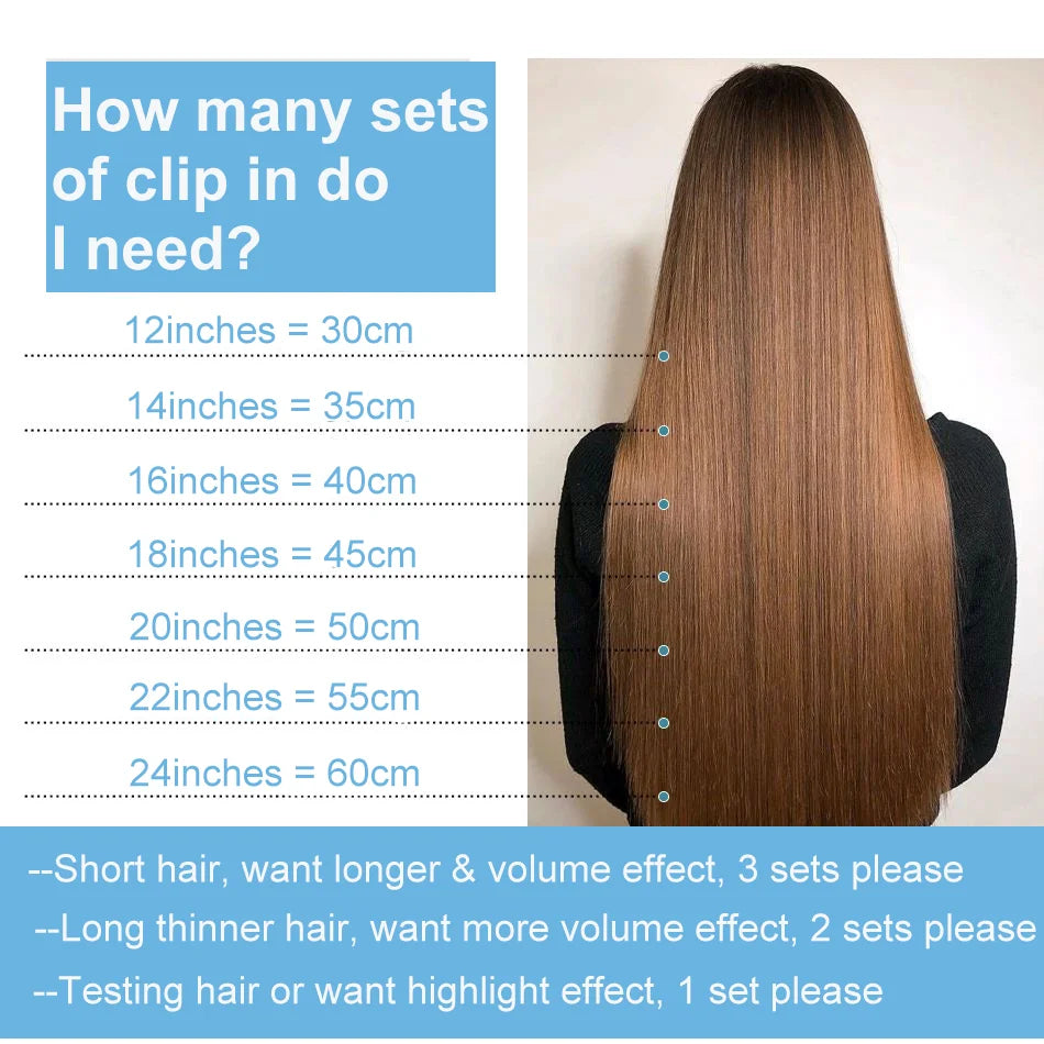8Pcs Clip In Human Hair Extensions 100% Real Human Hair Clip in Natural Hair Extensions Straight Hair Pieces 14-26Inch Remy Hair