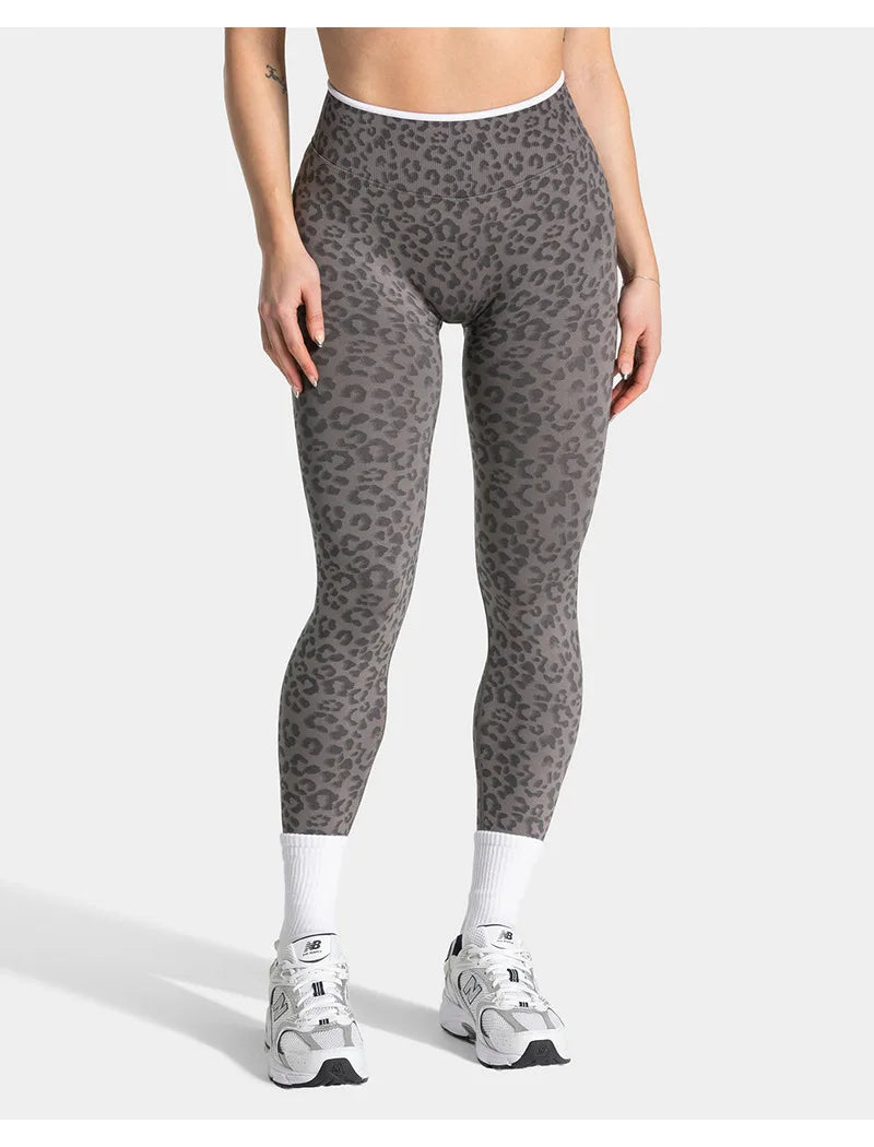 High Waist Leopard Print Yoga Pants, Butt Lifting Tummy Control Leggings 