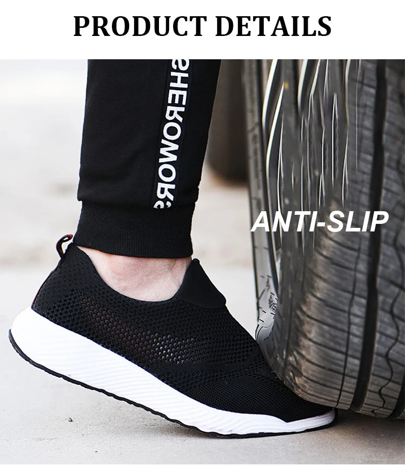Summer Mesh Light Work Sneakers Steel Toe Protective Work Safety Shoes Men Women Breathable Construction Shoes Work Boots Men
