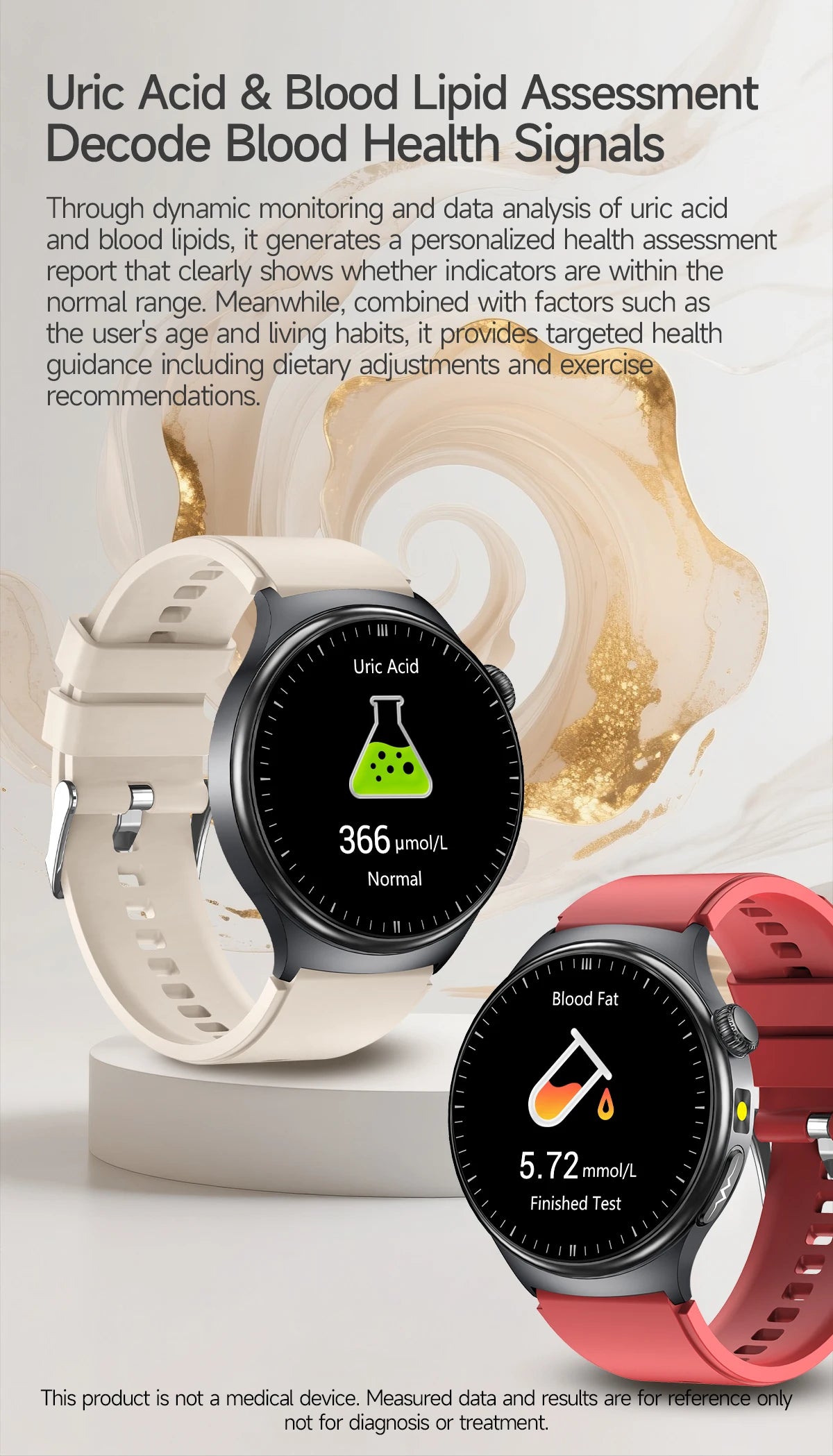 2026 New Micro Physical Examination Health SmartWatch Men ECG Uric Acid Lipids Blood Pressure BT Call Smartwatch For Android IOS