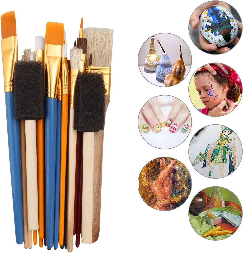 25 PCS All Purpose Paint Brush Set, Beginner, Paint, Craft, Multiple Mediums, Classroom - Assorted Paint Brushes Great