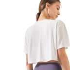 Women Yoga Tops Loose Running Exercise Sport Crop Top Ultralight Elastic Breathable Short Sleeve Gym Fitness Shirt