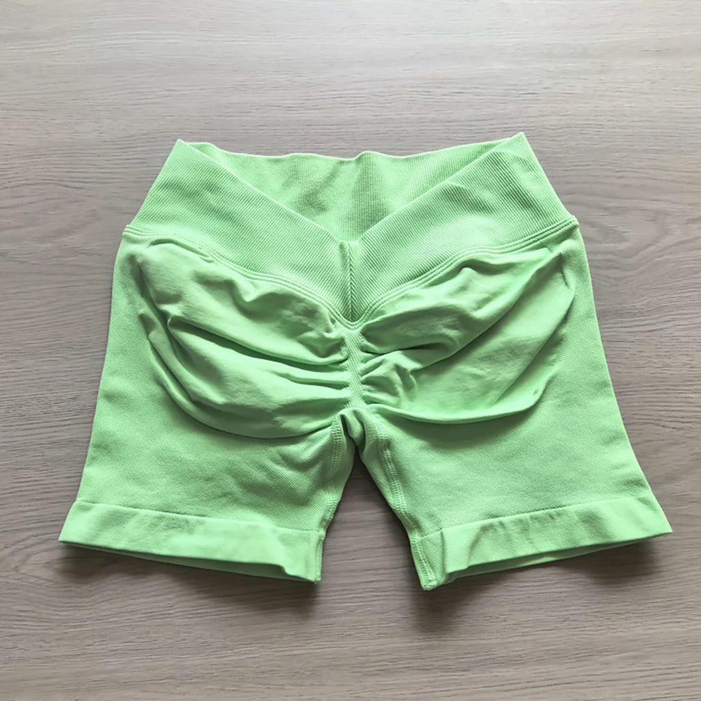 Back Scrunch Shorts Women Seamless V-Back Waist Line Scrunch Booty Shorts Fitness Workout Running Yoga Gym Shorts