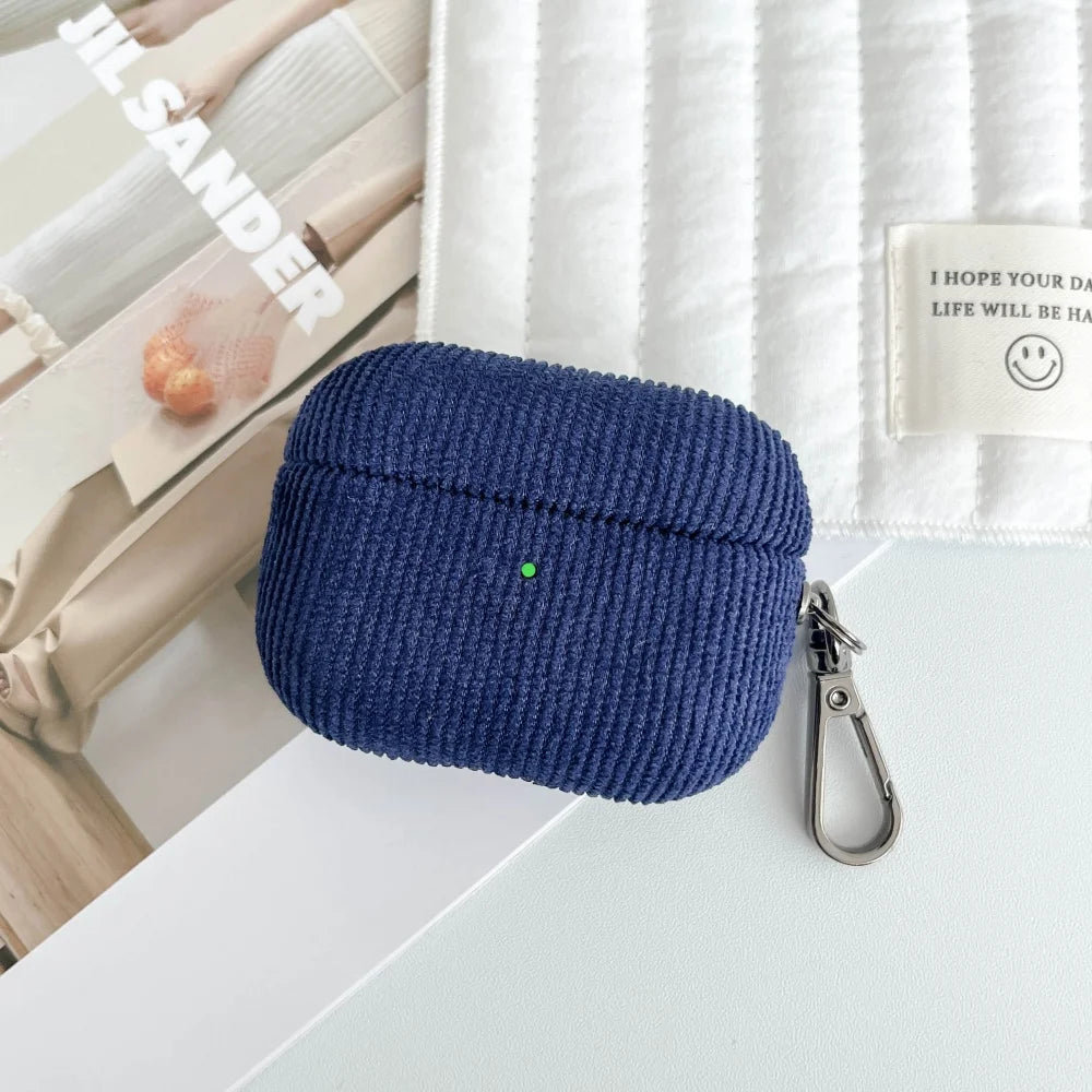 Winter Matte Corduroy Fabric Hook Earphone Case For Apple Airpods 1 2 3 4 Pro 3 2 Wireless Bluetooth Earphone Anti Scratch Cover