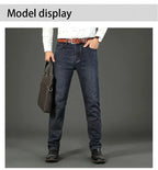 Wthinlee New Business Men's Jeans Casual Straight Stretch Fashion Classic Blue Black Work Denim Pant Trousers Male  Clothing
