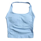 Gym Top Women Clothes Strappy Workout Tank Top Padded Sports Bra Backless Yoga Shirts Seamless Gym Crop Top Halter Fitness Vest