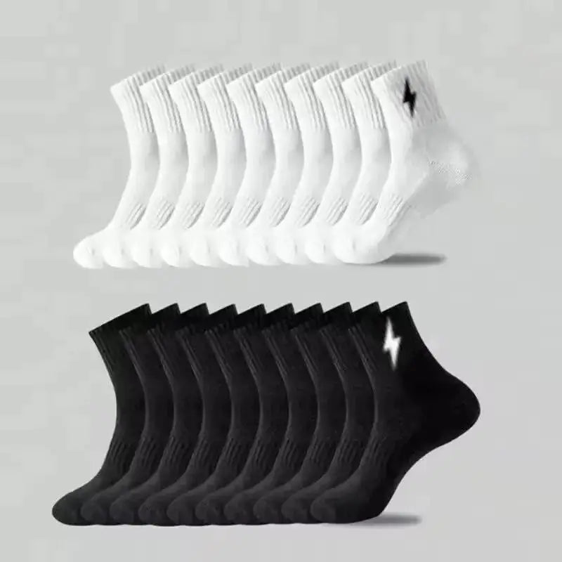 10 pairs of men's and women's high tube socks, sweat absorbing and odor proof sports socks, simple and comfortable, solid color