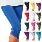 Elastic High Waist Sporty Women Clothing Skinny Pants Elastic Quick Dry 3/4 Sports Leggings Short Trousers Casual Solid Summer