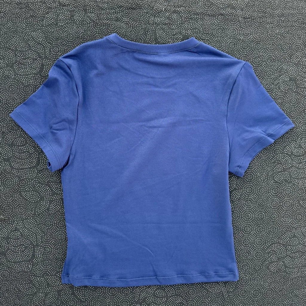 Solid color women's soft breathable yoga short-sleeved comprehensive training tight T-shirt with exposed belly button fitness sh