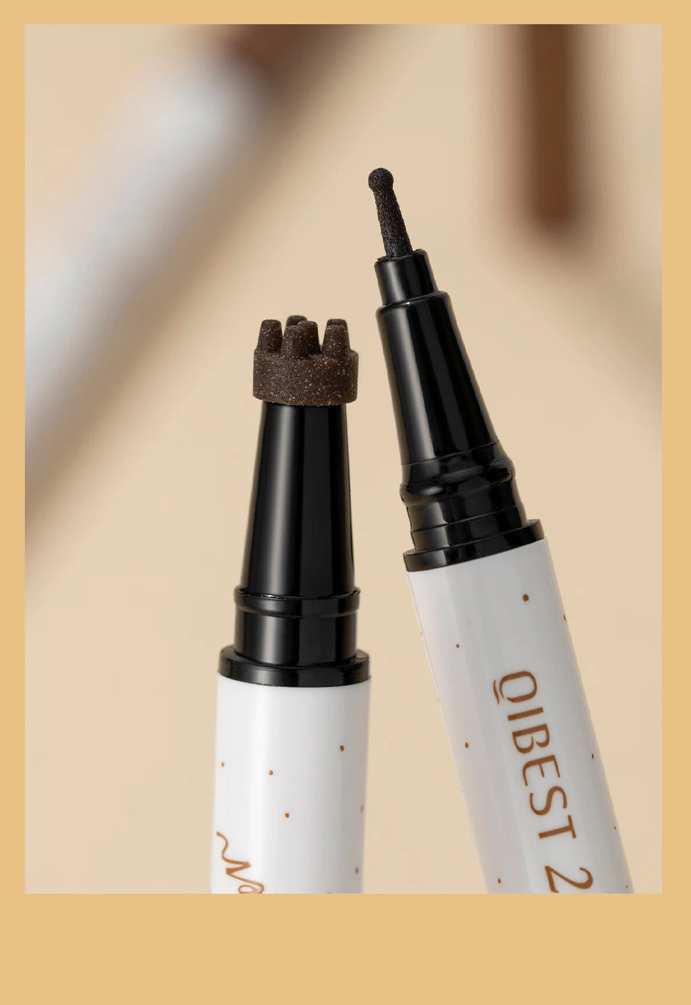 Qibest 2-In-1 Freckle Pen with Gourd-Shaped Head, Natural and Realistic, Sweat-Proof, Double-Ended Stamp Dot Pen Cosmetic Stick