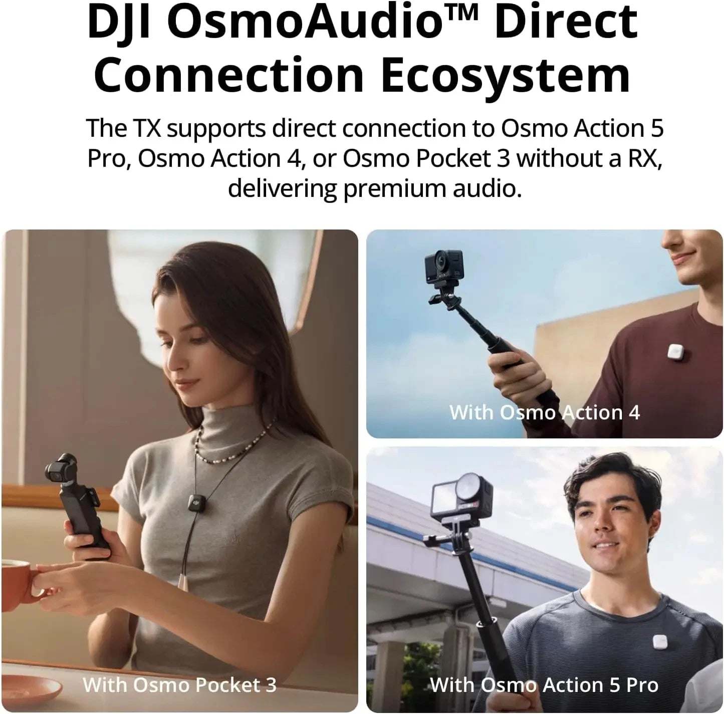 DJI Mic Mini Wireless Microphone (2 TX + 1 RX ) / (1 TX + 1 RX ) with smart Noise Cancelling High-Quality Audio
