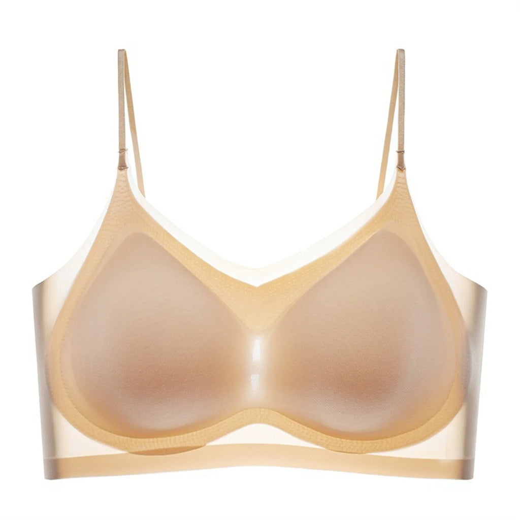 Ultra-Thin Breathable Ice Silk Top Bra Women's Seamless Back Halter Vest Wrap Bra Small Chest Together