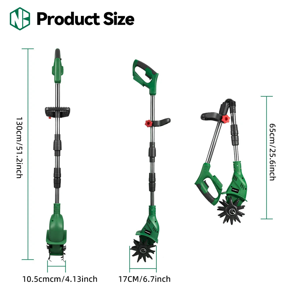 NewBeny Electric Garden Tiller Cultivator Scarifier Foldable Rototiller Soil Loosener Garden Tool