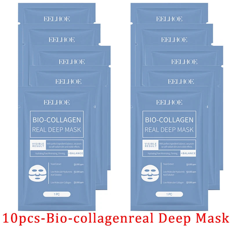 1/3/5/10pcs Bio-Collagen Real Deep Mask Soluble Collagen Sheet Mask Hydrolyzed Collagen Moisturizing Face Mask Skin Care Product