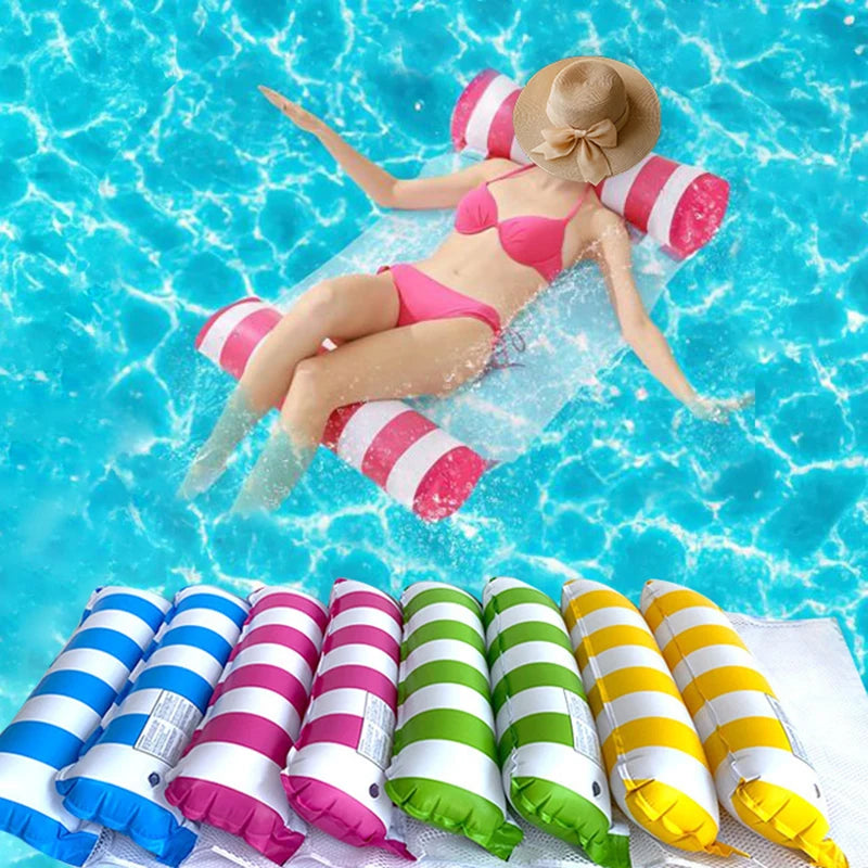 Summer Swim Inflatable Floating Water Mattresses Hammock Stripe Lounge Chairs Pool Water Sports Toys Floating Mat Pool Toys Kids
