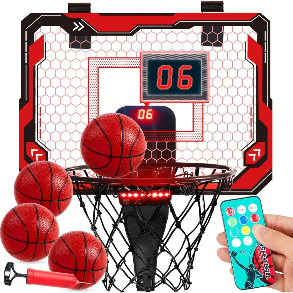JOYFY Mini Indoor Basketball Hoop Light Up Over The Door Basketball Hoop for Kids Bedroom Basketball Birthday Chirstmas Gifts Main image