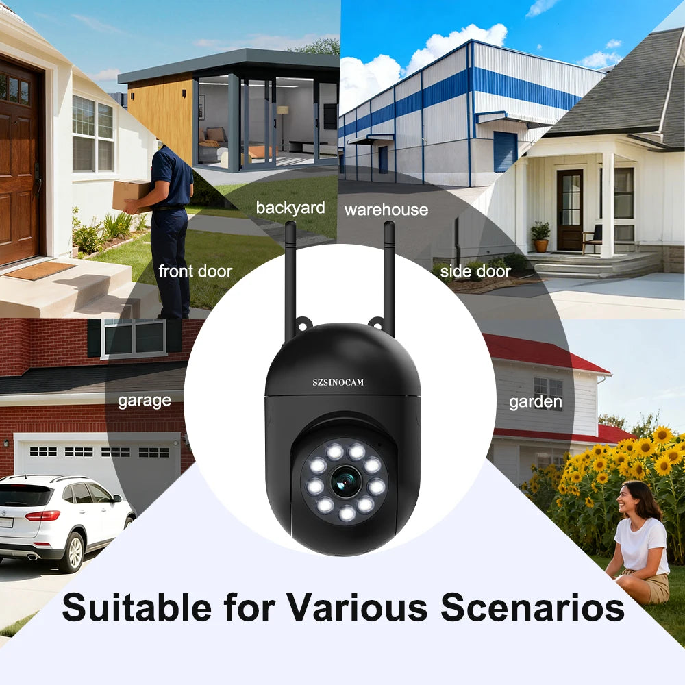 SZSINOCAM WIFI Camera Auto Tracking Two Way Audio PTZ Outdoor Wifi Surveillance Camera Security Protection Cameras Smart Home