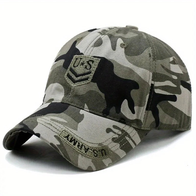 Outdoor Men's Camouflage Hat Trendy Embroidered Baseball Cap UV Protection Sun Hat Peaked Cap Military Cap For Fishing Hiking
