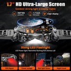 2026 New TANK Ultra 1400mAh Battery Military Smart Watch 10ATM Waterproof Heart Rate Tactical LED Flashlight Men Sports Bracelet