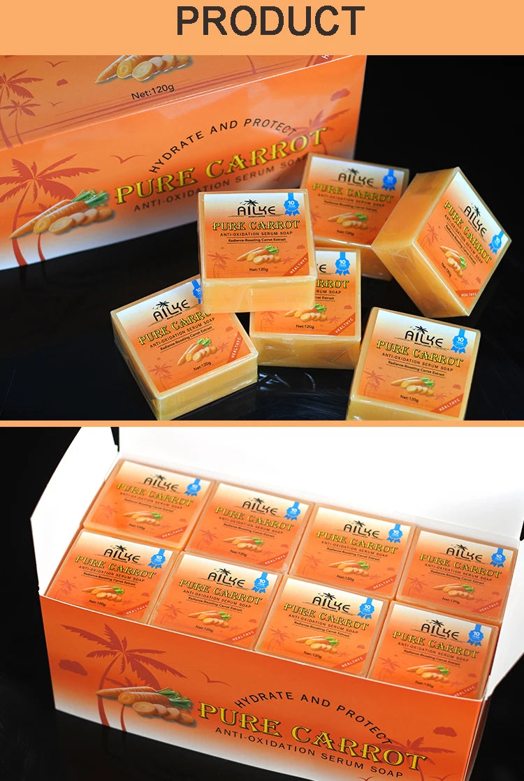 AILKE Pure Carrot Anti-Oxidation Serum Soap, Whitening, Clean Stains, Skin Brightening Soap Bar, With Vitamin C, For Body, Face