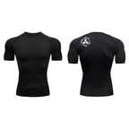 Graphic Compression Shirts for Men Athletic Quick Dry Rash Guard Stretchy Baselayers Undershirts Gym Workout Running Tshirt Tops