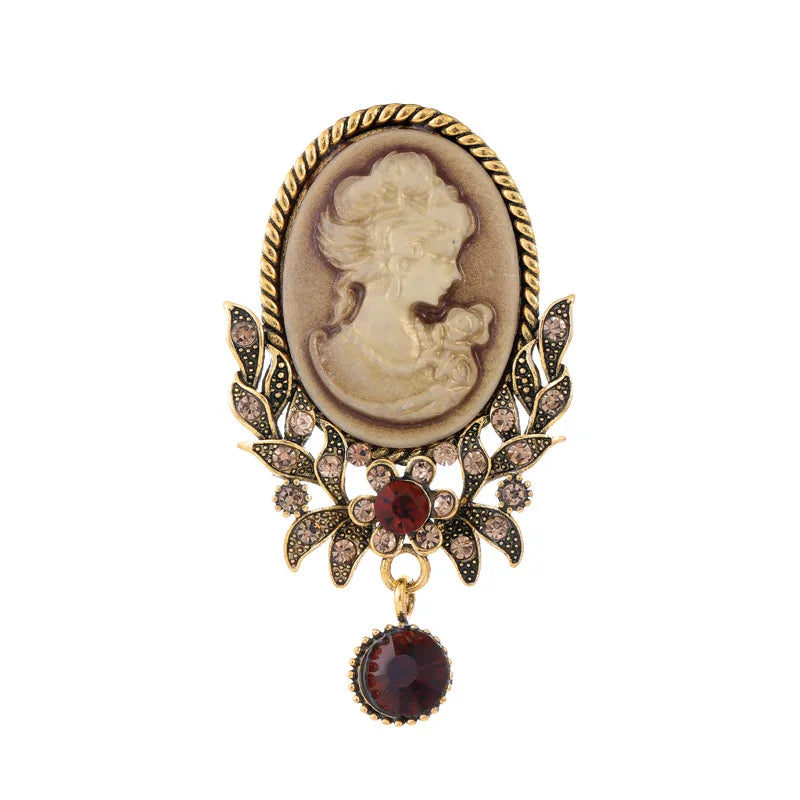 Vintage Victorian Design Queen's Cameo Brooch Pin, Antique Wedding Beauty Jewelry Gift, Elegant Style