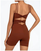 Greenora Women's Workout Romper Sexy Backless Yoga Jumpsuit Slim Fit Bodysuit Fitness Activewear Sleeveless Sportswear One Piece