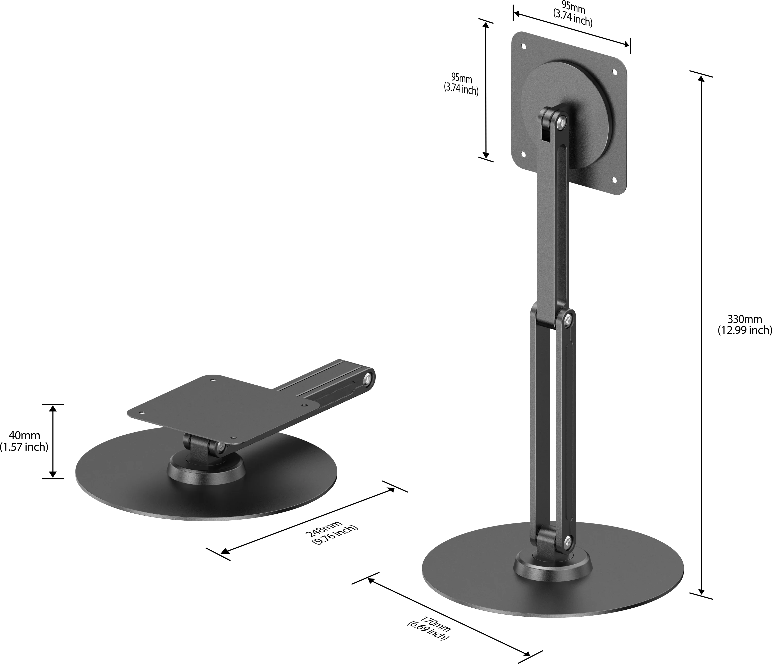 UPERFECT Adjustable Magnetic Stand Holder for 10-19 Inch Portable Monitor Tablet Aluminum Foldable Arm Swivel Desk Stand Mount