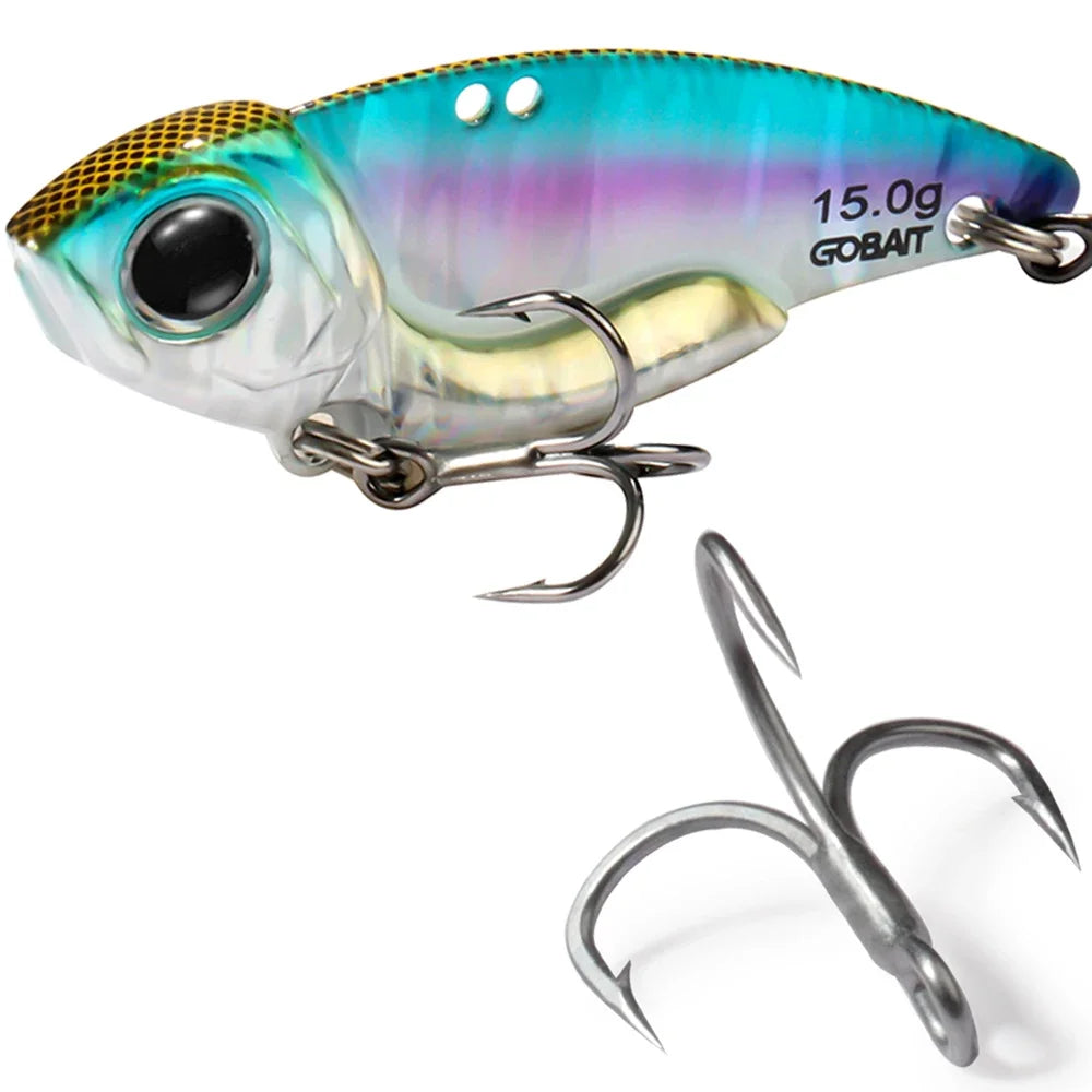 Metal Jig VIB Lure 7g 10g 15g Spoon Spinner Laser Painting Fishing Tackle Treble Hooks Swimbait Pesca Bait Spinnerbait VIBRATION