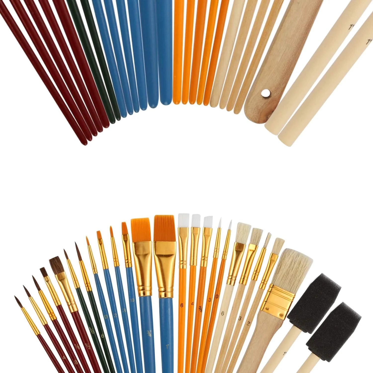 25 PCS All Purpose Paint Brush Set, Beginner, Paint, Craft, Multiple Mediums, Classroom - Assorted Paint Brushes Great