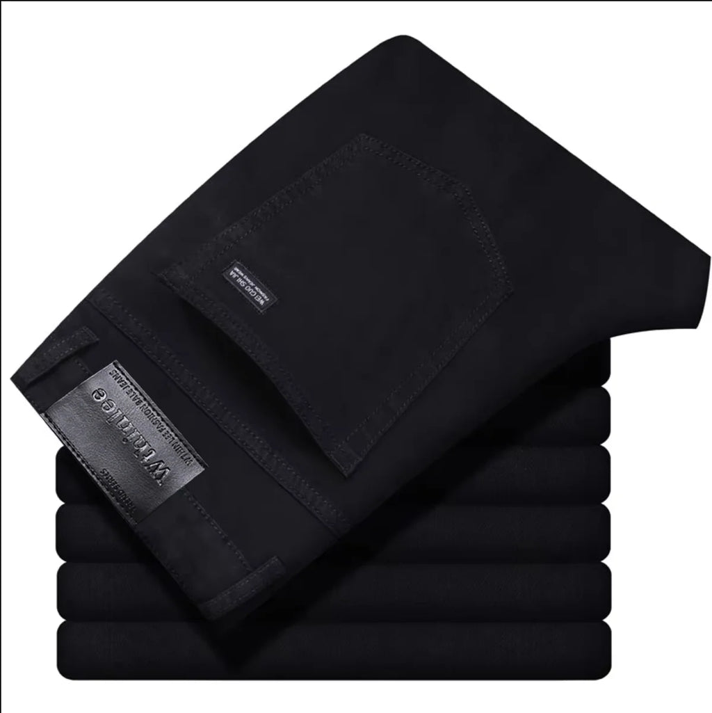 Wthinlee New Business Men's Jeans Casual Straight Stretch Fashion Classic Blue Black Work Pant Denim Trousers Male  Clothing