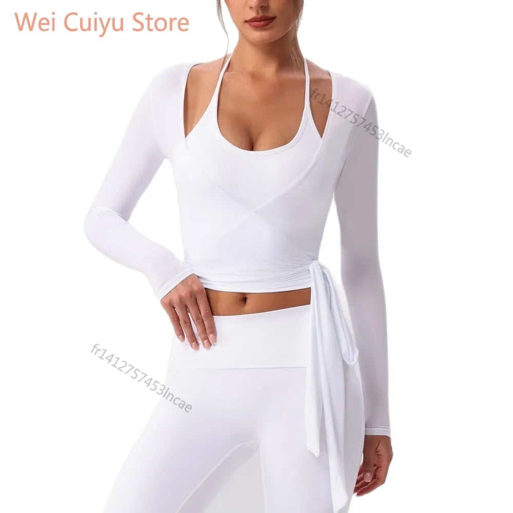 Yoga Sport Shirt Blouses Pilates Crop Top Fitness Women's Long Sleeve T-shirt Tees Sweatshirt Sportswear Woman Gym Yoga Clothes
