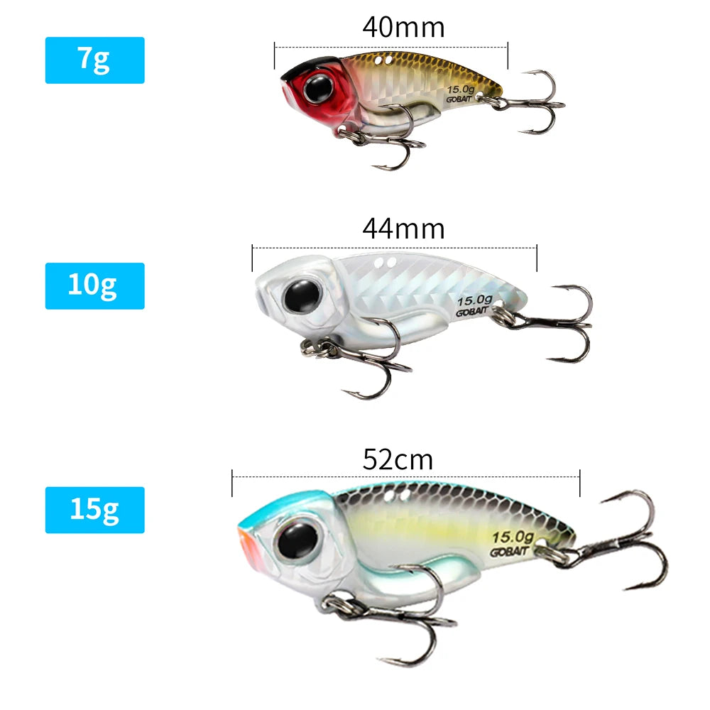 Metal Jig VIB Lure 7g 10g 15g Spoon Spinner Laser Painting Fishing Tackle Treble Hooks Swimbait Pesca Bait Spinnerbait VIBRATION