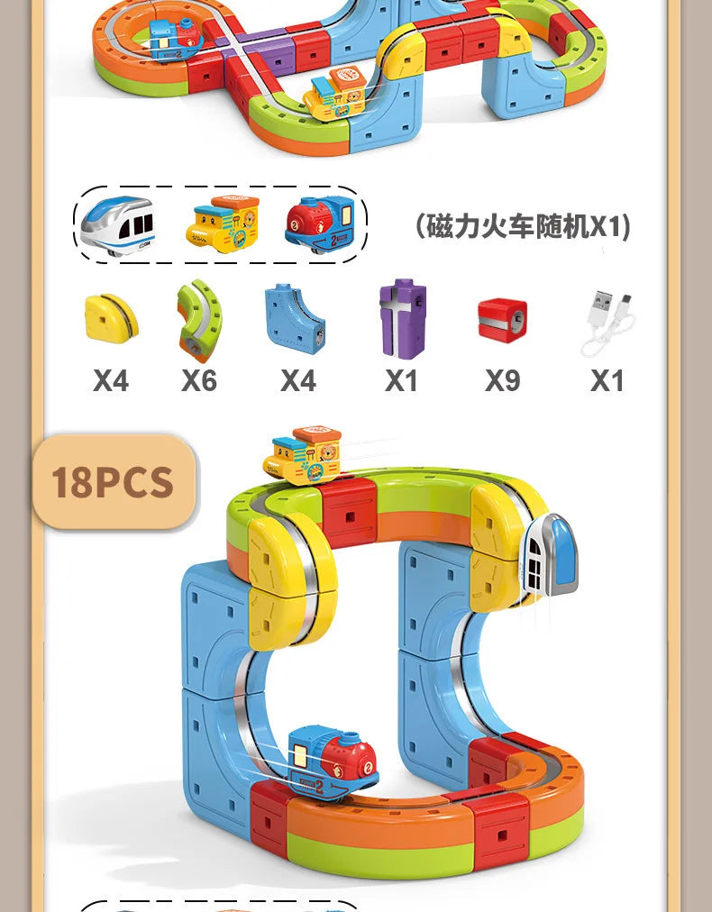 Magnetic Bullet Train Set For Kids With Electric Locomotive Diy Track Building Blocks Stem Educational Construction Toy Birthday