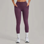 Women's Gym High-waisted High-stretch Yoga Pants with Side Pockets Leggings Workout Running Tights Quick-dry Fitness Trousers