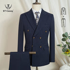 ST Cassy dark blue Elegant Man Suit 2 Pcs Set Modern Wedding Party Suits for Men Stylish Business office suit