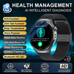 2026 New Accurate Body Health analysis Smart Watch Men ECG Blood lipids Uric acid Blood Pressure Body Fat Voice Call Smartwatch