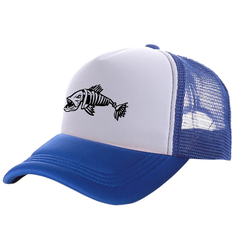 Men Outdoor Fishing Cap Fishing Hat Trucker Caps Hunting Has Fish Bones Snapback Hat MZ-495