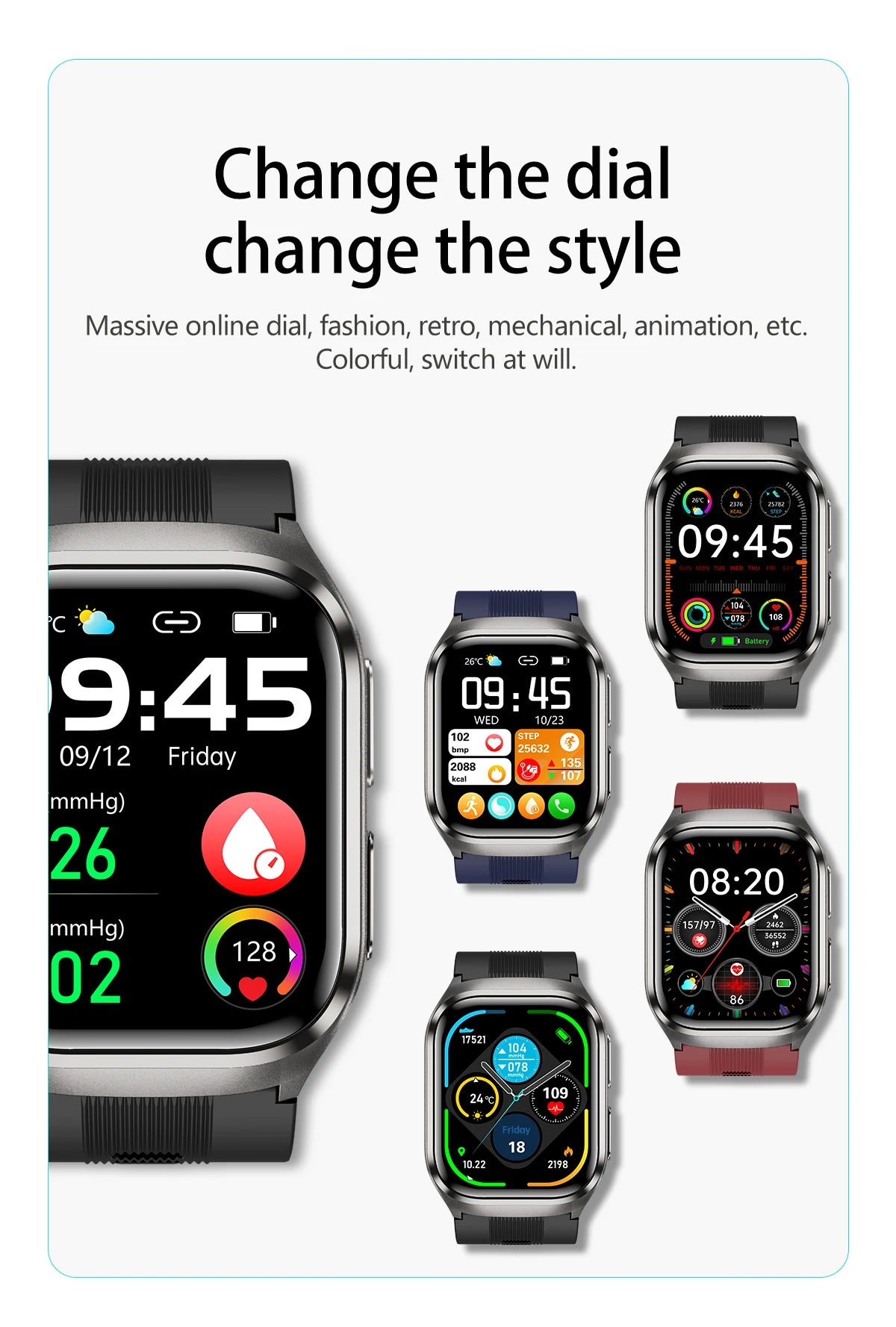 2026New Health Watch Blood Pressure Accurate Measure Smart Watches Men Uric Acid Blood Lipids waterproof Airbag Smartwatch Women