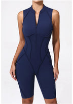 Women's Yoga Jumpsuit Hip Lift Sports Fitness Removable Padding Backless Zipper Leggings One-Piece Running Workout Gym Jumpsuit